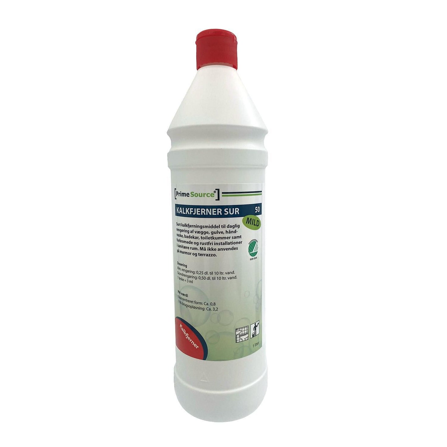 Kalkfjerner Stærkt surt Prime Source Mild 50 1ltr Svanemærket uden Farve/Parfume,1 ltr/fl