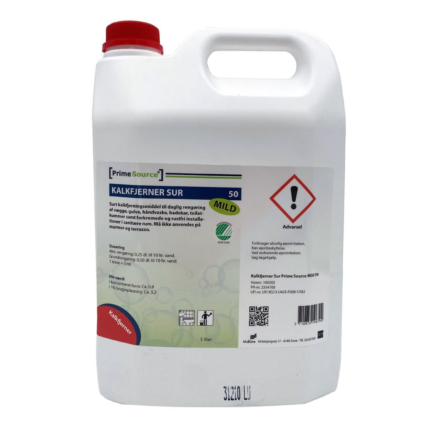 Kalkfjerner Stærkt surt Prime Source Mild 50 5ltr Svanemærket uden Farve/Parfume,5 ltr/dnk
