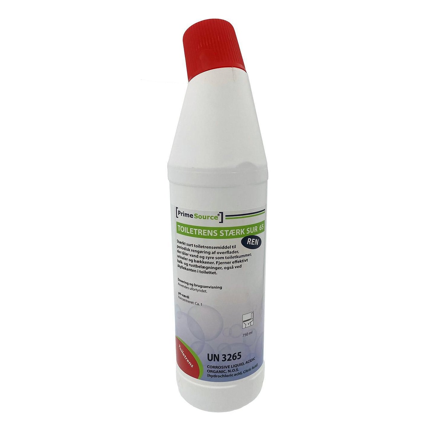 Toiletrens Flydende Prime Source Ren 65 750ml med Farve/Parfume Rød Stærkt Surt,750 ml/fl