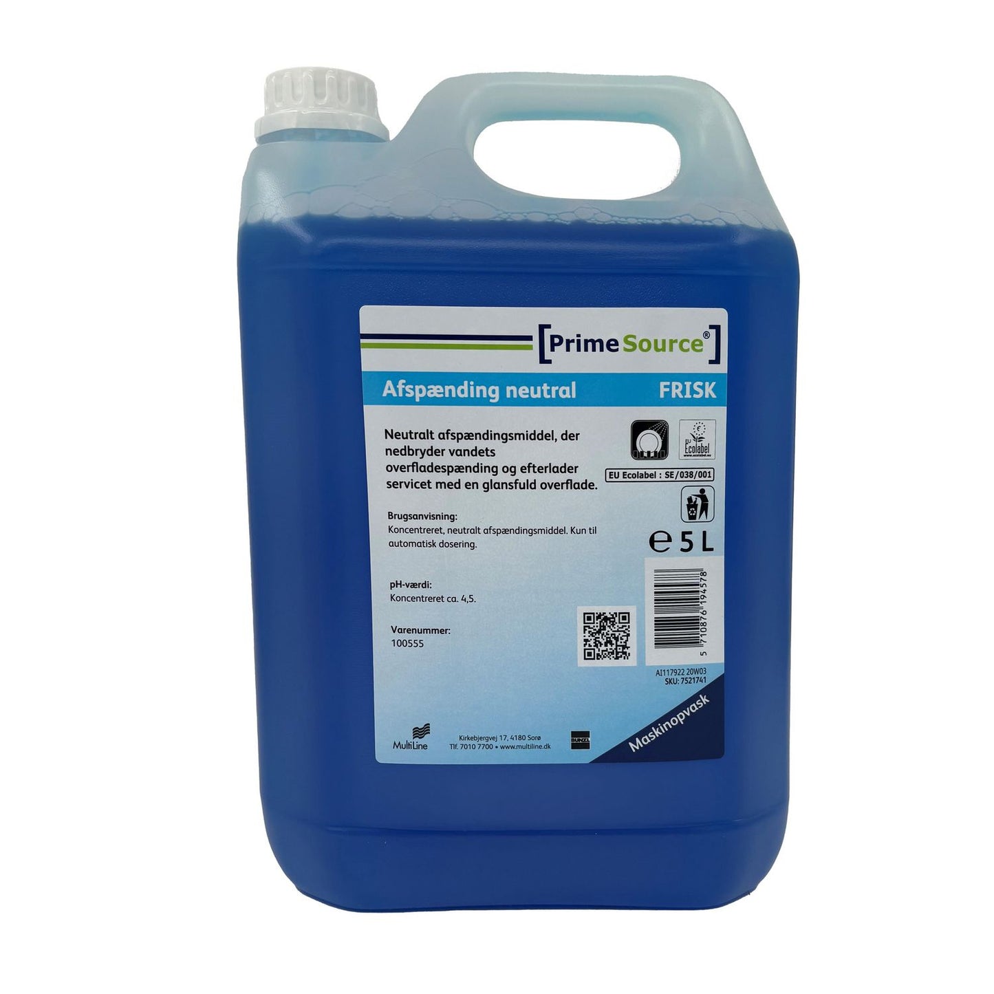Maskinopvask Afspænding Prime Source Frisk Neutral 5ltr Ecolabel Blødt/Middel,5 ltr/dnk