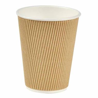 Kaffebæger Pap Ø90xH110mm 30cl 12oz Ripple Wall Natur,25 stk/ps
