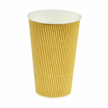 Kaffebæger Pap Ø90xH135mm 40cl 16oz Ripple Wall Natur,25 stk/ps