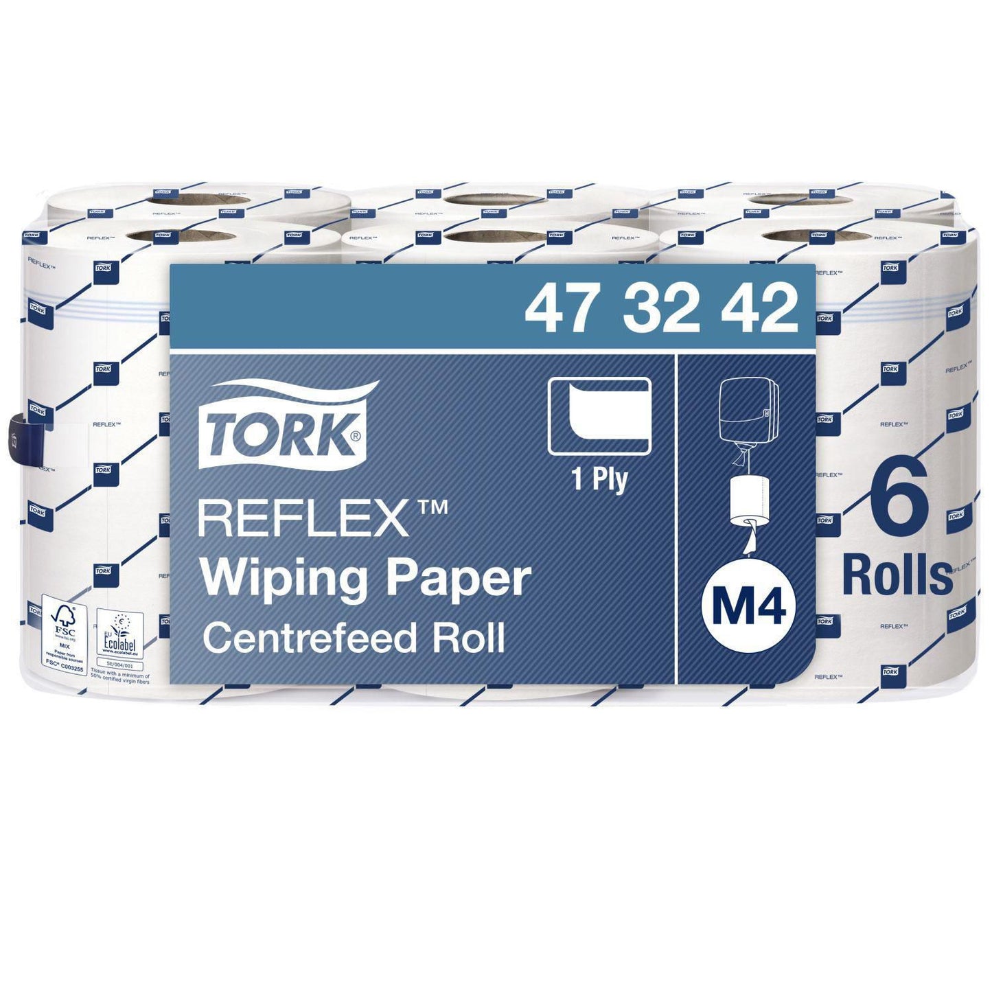 Håndklæderulle Tork Reflex M4 1-lsg Ø19xB19.8cmxL300m M/Hylse Genbrug Hvid,6 rl/krt