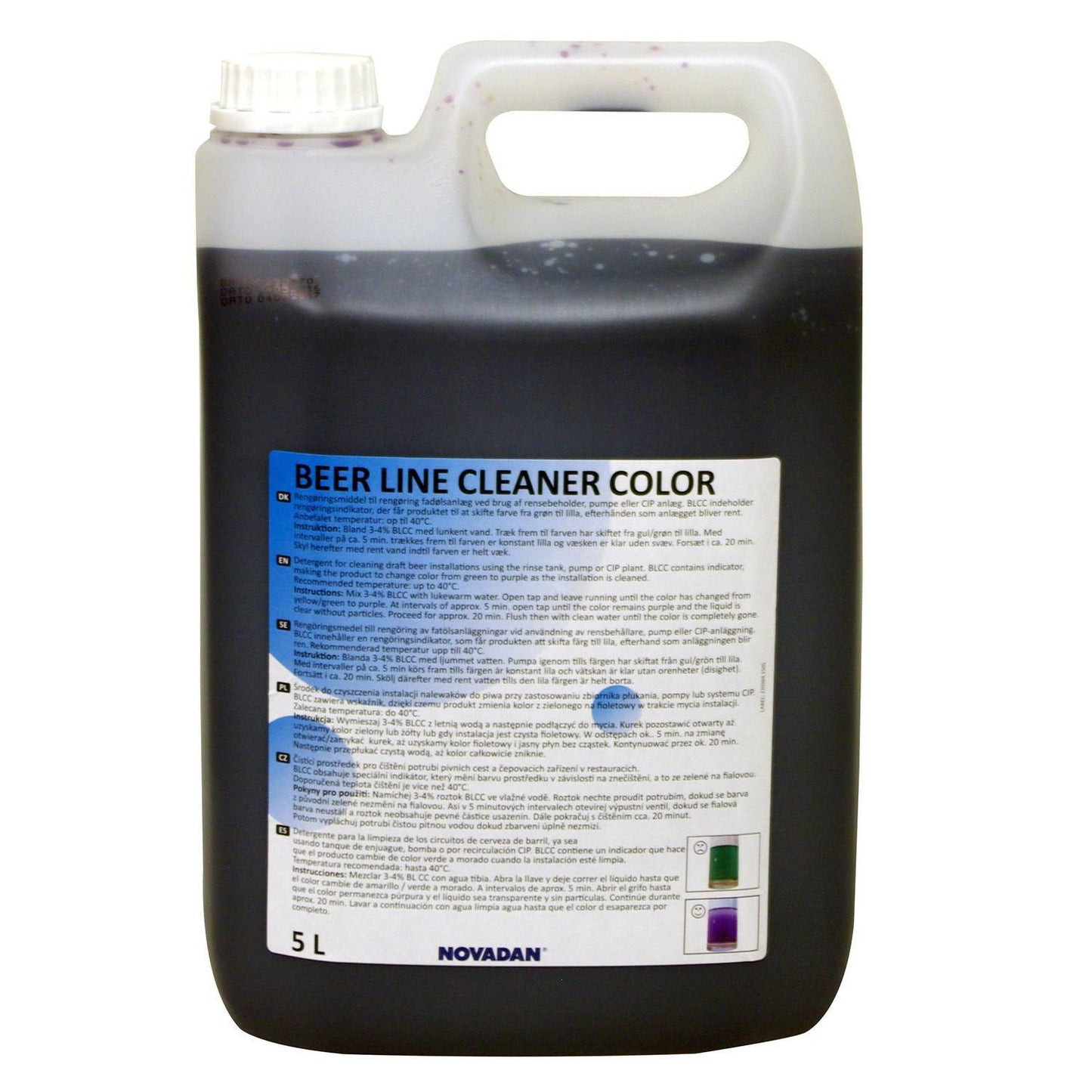 Fadølsrens Beer Line Cleaner Color 5ltr med Klor til rengøring af fadølsanlæg,3 dnk x 5 ltr/krt