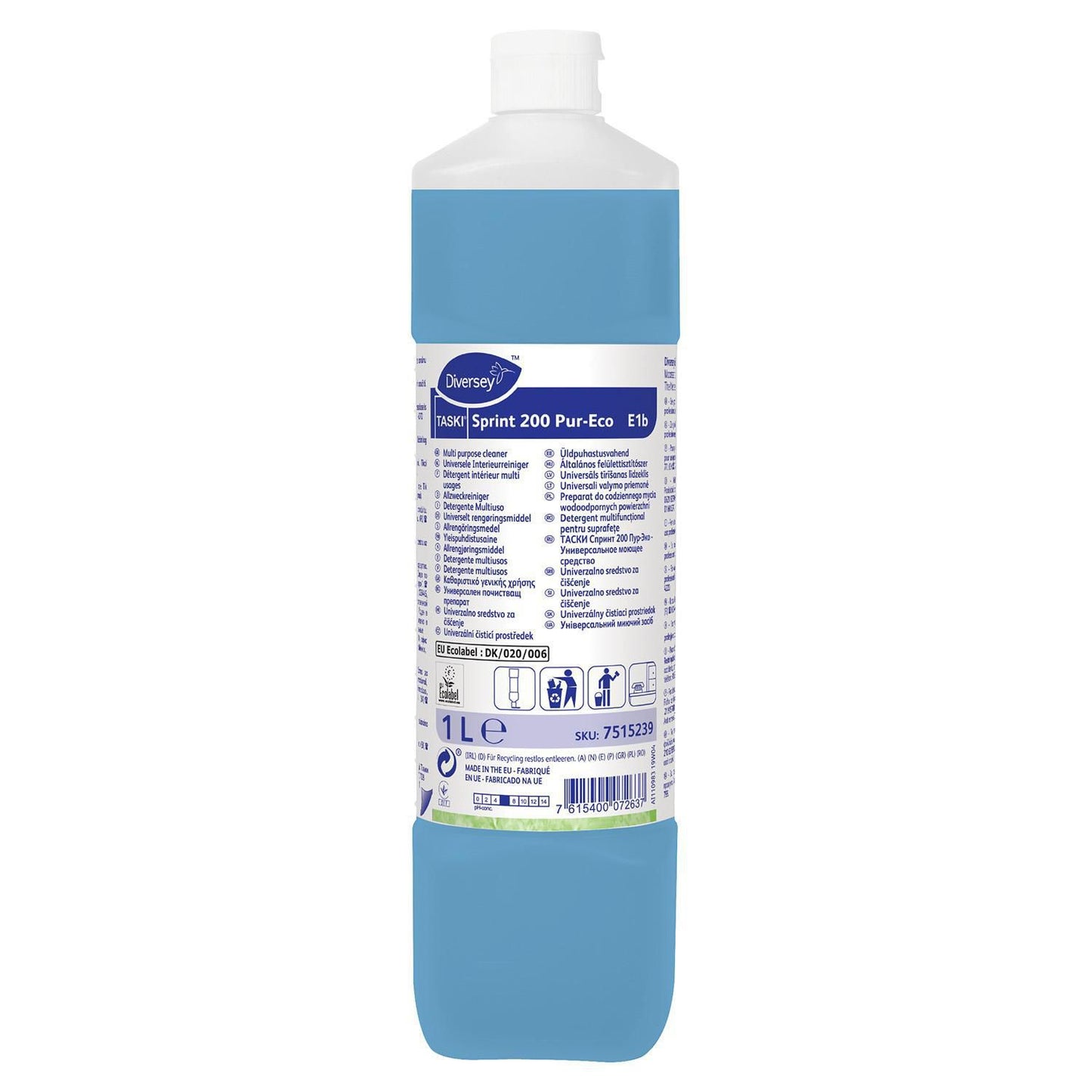 Universalrengøring Sprint 200 Pur-Eco med Farve/Parfume Ecolabel 1 ltr Blå,1 Ltr/fl