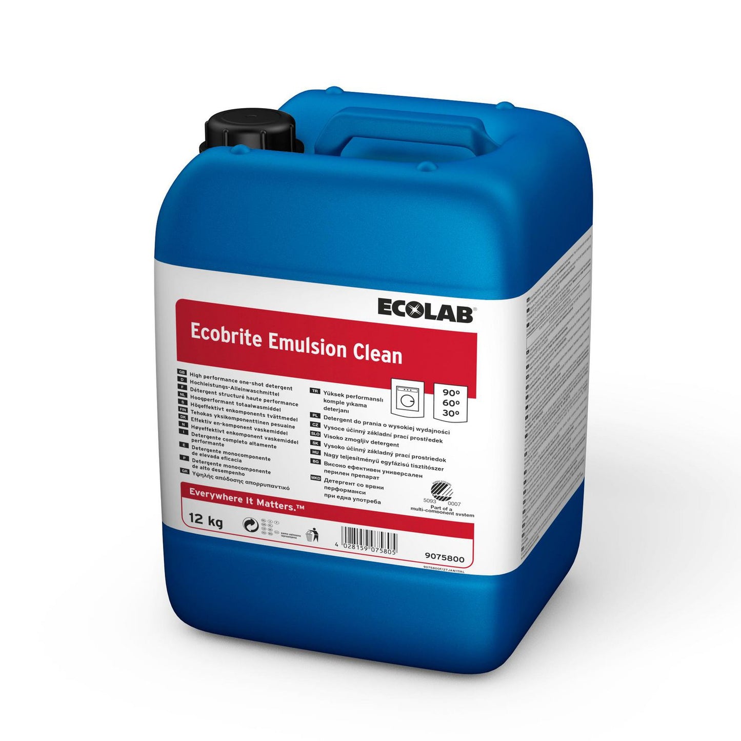Tøjvask Flydende Ecobrite Emulsion Clean uden Parfume/Optisk hvid 12 kg,12 Kg/dnk