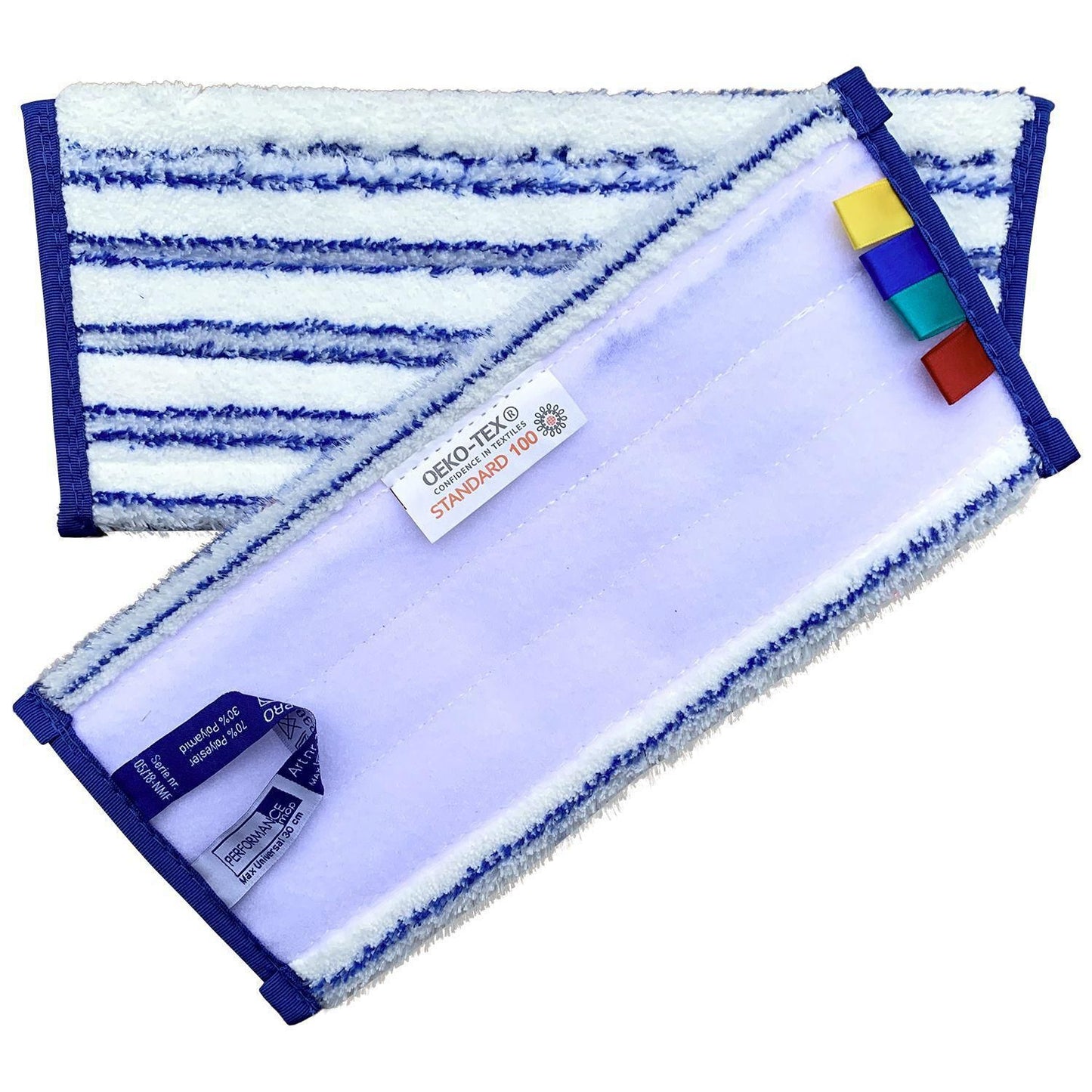 Moppe Velcro Universal Mop Pro 30cm Microfiber Öko-tex Hvid/Blå Tør/Våd,1 stk