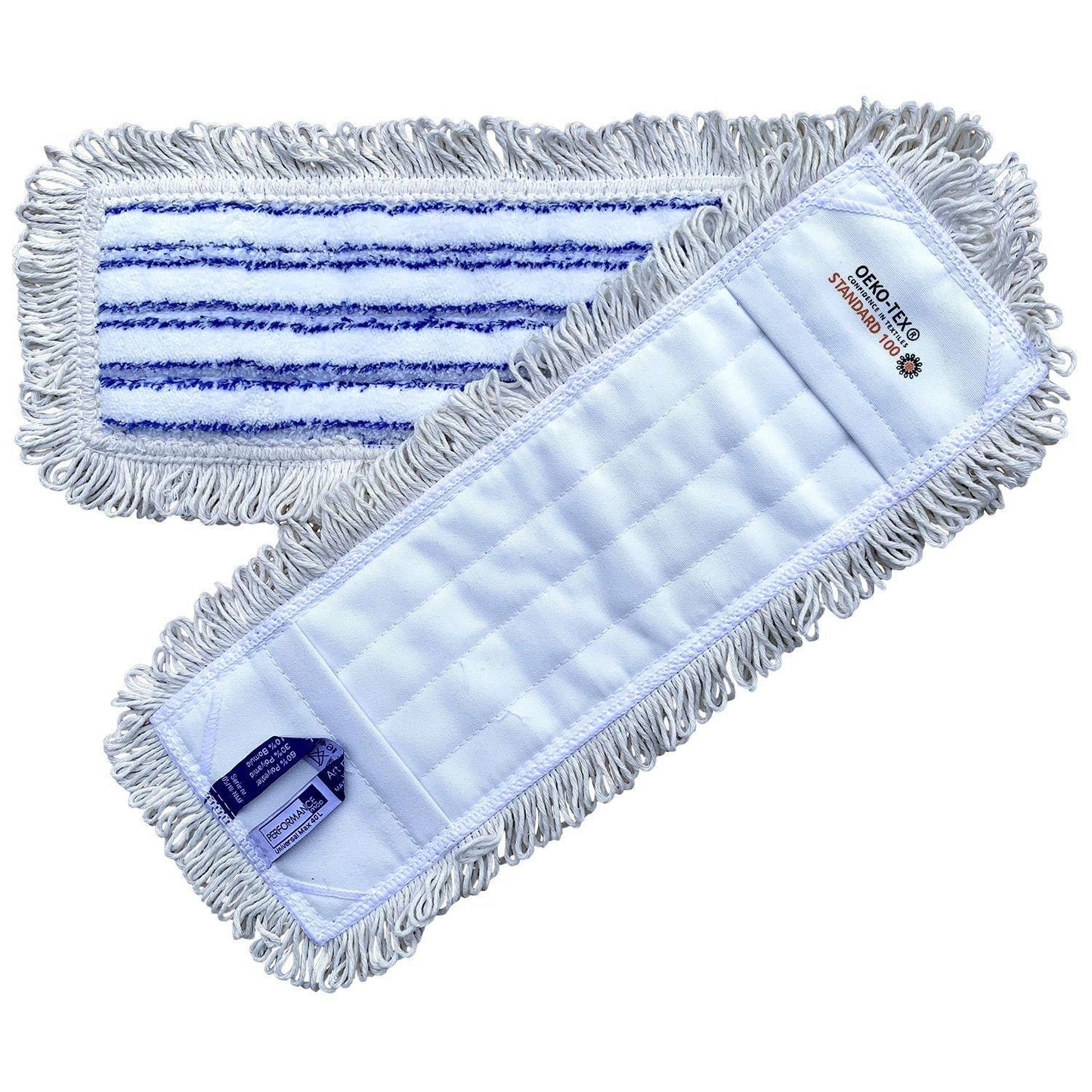 Moppe Lommer Universal Mop Max 40cm Microfiber Öko-tex med Løkker Hvid Tør/Våd,1 stk