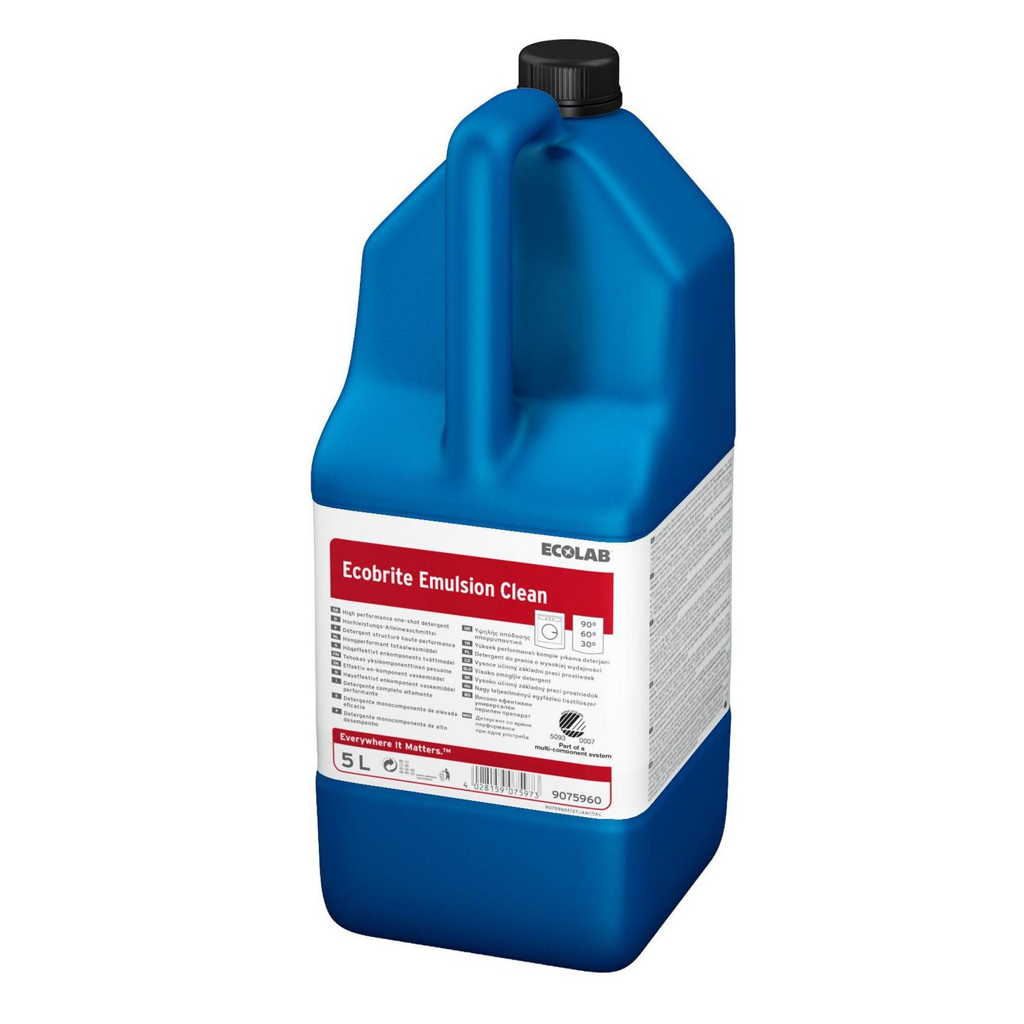 Tøjvask Flydende Ecobrite Emulsion Clean uden Parfume/Optisk Hvid 5 ltr,2 dnk x 5 ltr/krt
