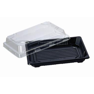 Sushibakke 170x120x40 mm PS Sort/Klart låg,4 ps x 100 stk/krt