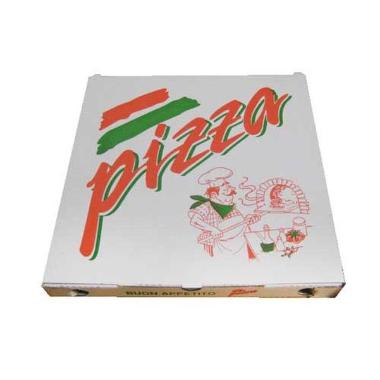 Pizzaæske 40x40x3 cm hvid med tryk Pizza Buon Appetito,100 stk/krt