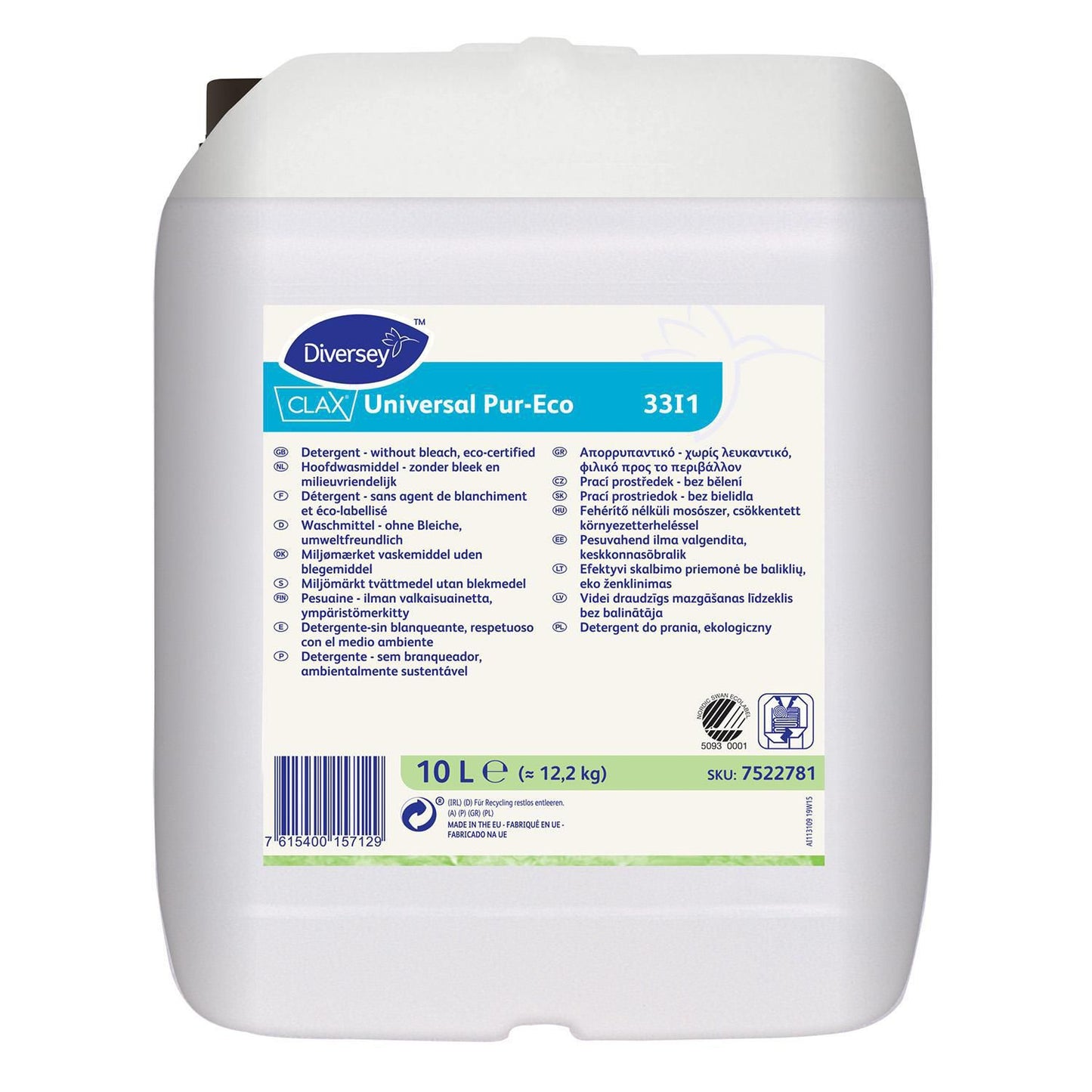 Tøjvask Flydende Clax Universal Pur-Eco 33I1 10ltr Svanemærket u Parfume/Blegem.,10 Ltr/dnk