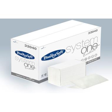 Serviet BulkySoft 21x16cm 2-lag Interfold Til ONE System Dispenser Hvid,20 pk x 200 stk/krt
