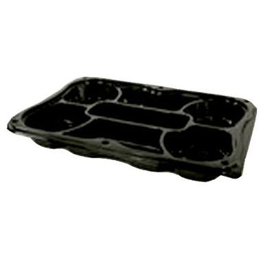 Plastbakke 7-rum 350x240x70 mm sort fad med løst klart låg RPET,25 stk/krt