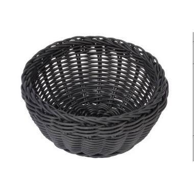 Brødkurv Ø16x8 cm Rund Kraftig flet PP Sort,stk