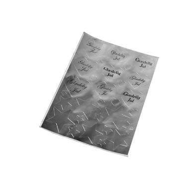 Etiket Glædelig jul/Hjerter/Stjerner Sølv,500 stk/krt