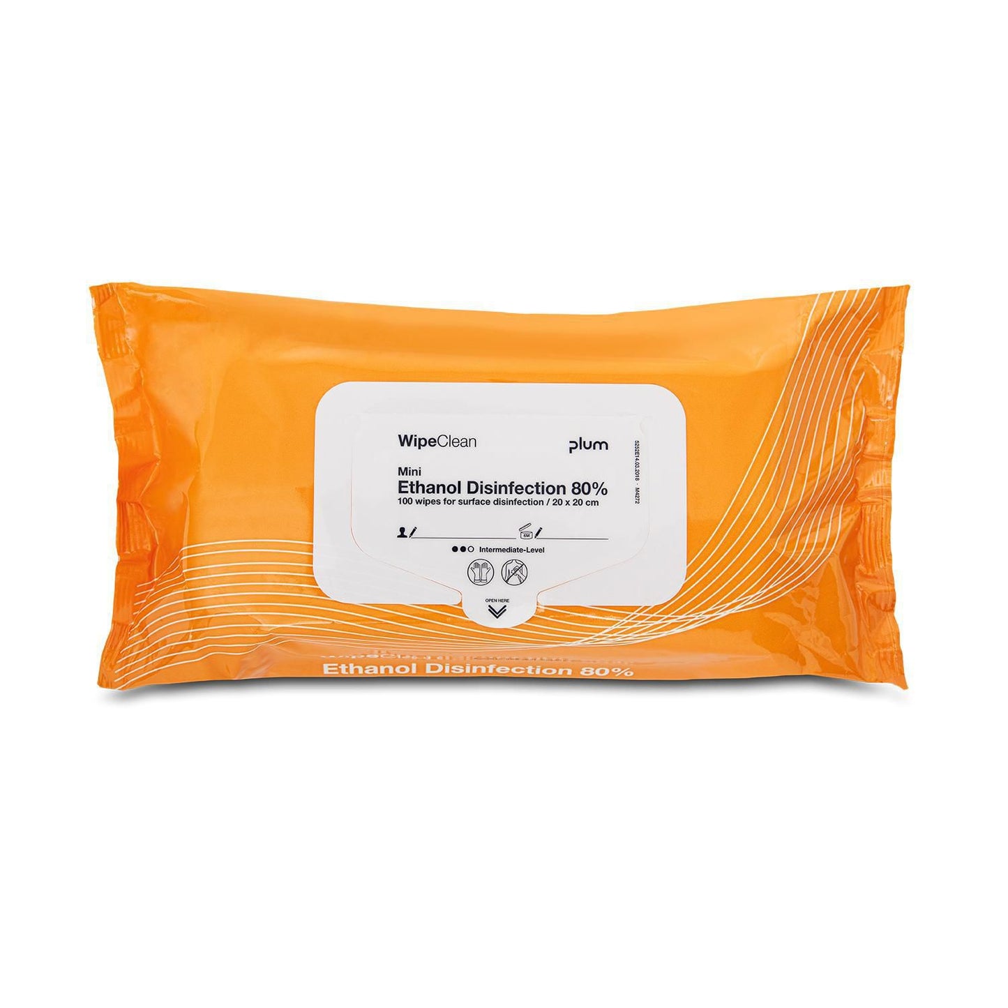 Desinfektion Serviet Plum WipeClean Ethanol Disinfection 80% Mini 20x20cm Orange,12 pk x 100 stk/krt