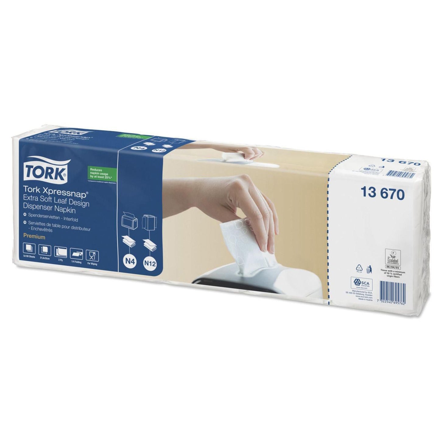Serviet Tork N4 Xpressnap Extra Soft 216x330mm 2-lag Interfold Hvid,8 pk x 500 stk/krt