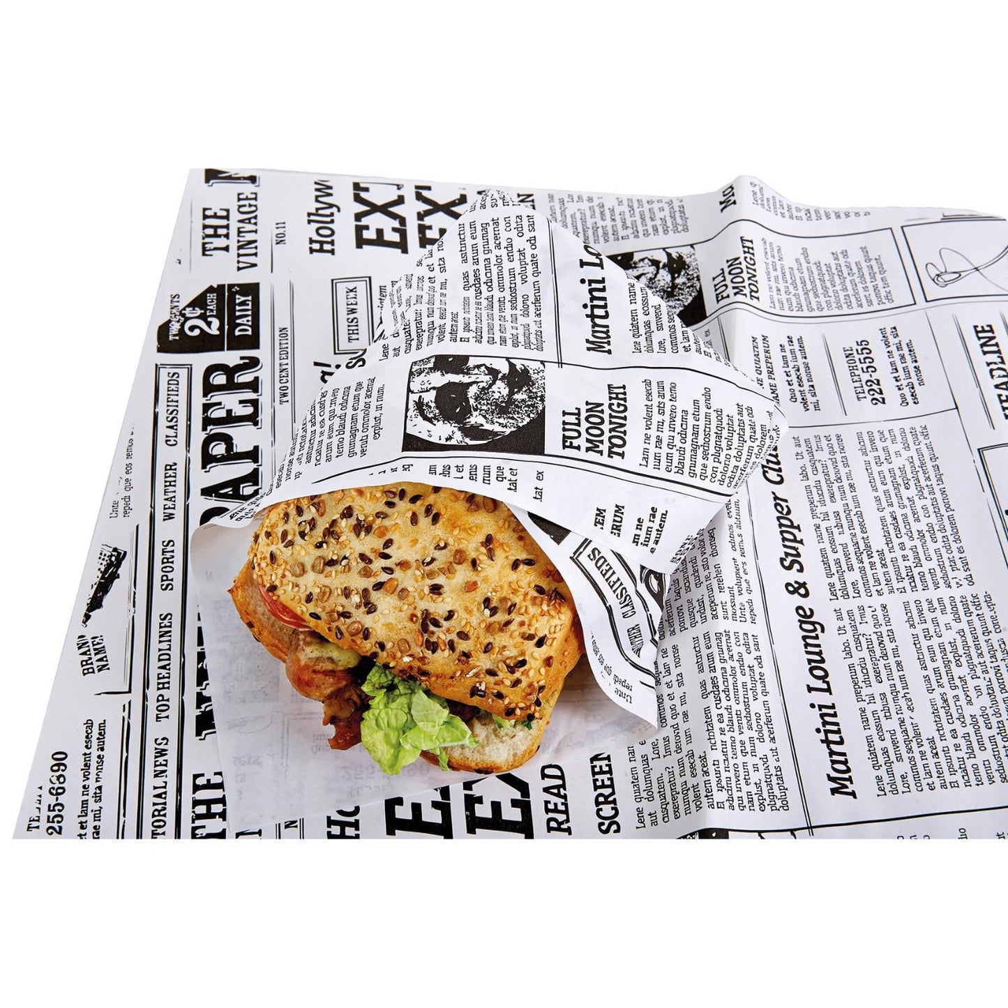 Sandwichpapir Old News 37x50 cm 50+6 gr Duplex PE-belagt,1000 stk/krt