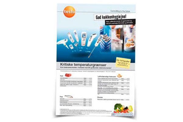 Fødevareplakat Testo A3 med Info om kritiske temperaturer,stk