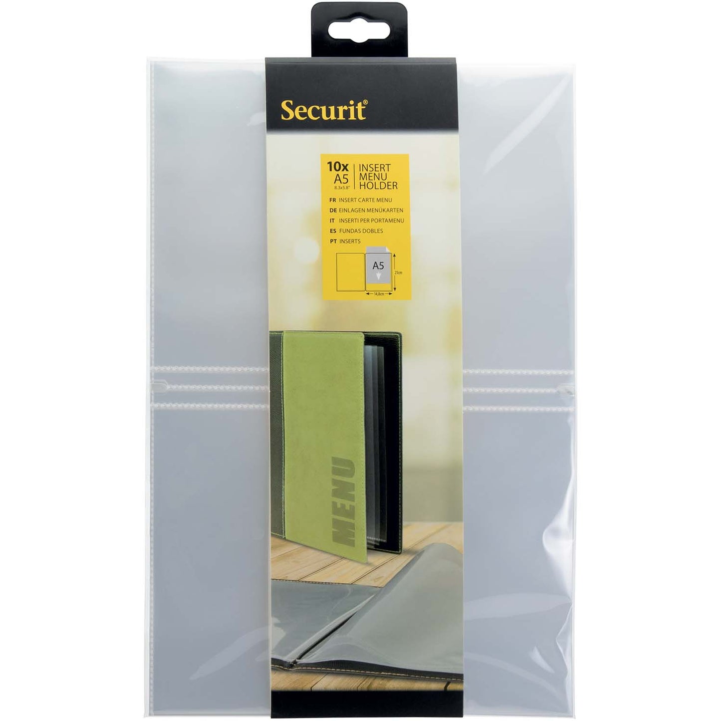 Menu Indsætsningsark A5 Transparent,10 stk/pk