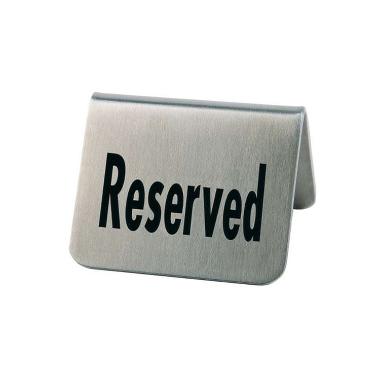 Bordskilt RESERVED Rustfri stål/Sort skrift,2 stk/pk