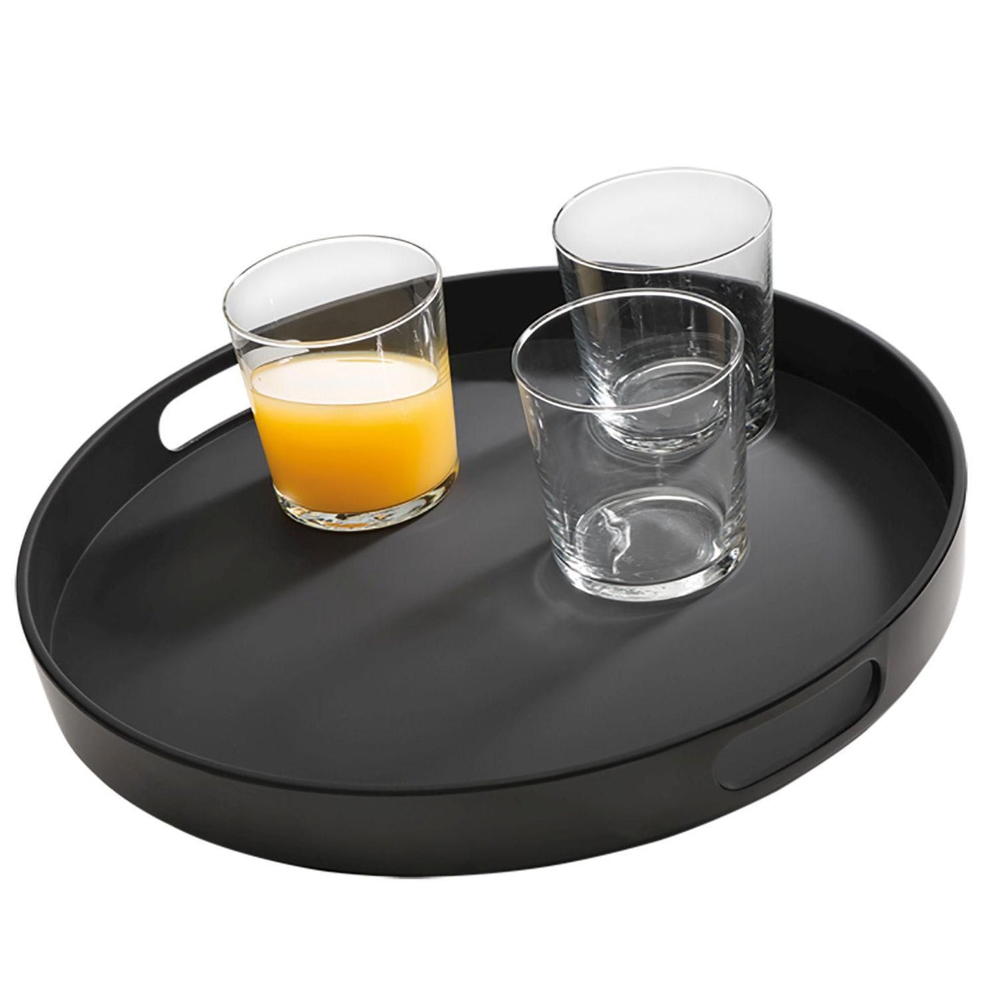 Tjenerbakke Ø35.5x4.5 cm med Kant Anti-slip Melamin Sort,stk
