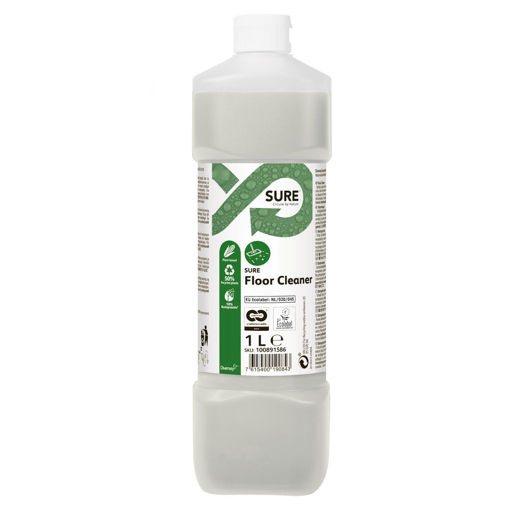 Gulvrengøring Sure Floor Cleaner 1ltr Ecolabel/C2C uden Parfume Manuel/Maskine,6 fl x 1 ltr/krt