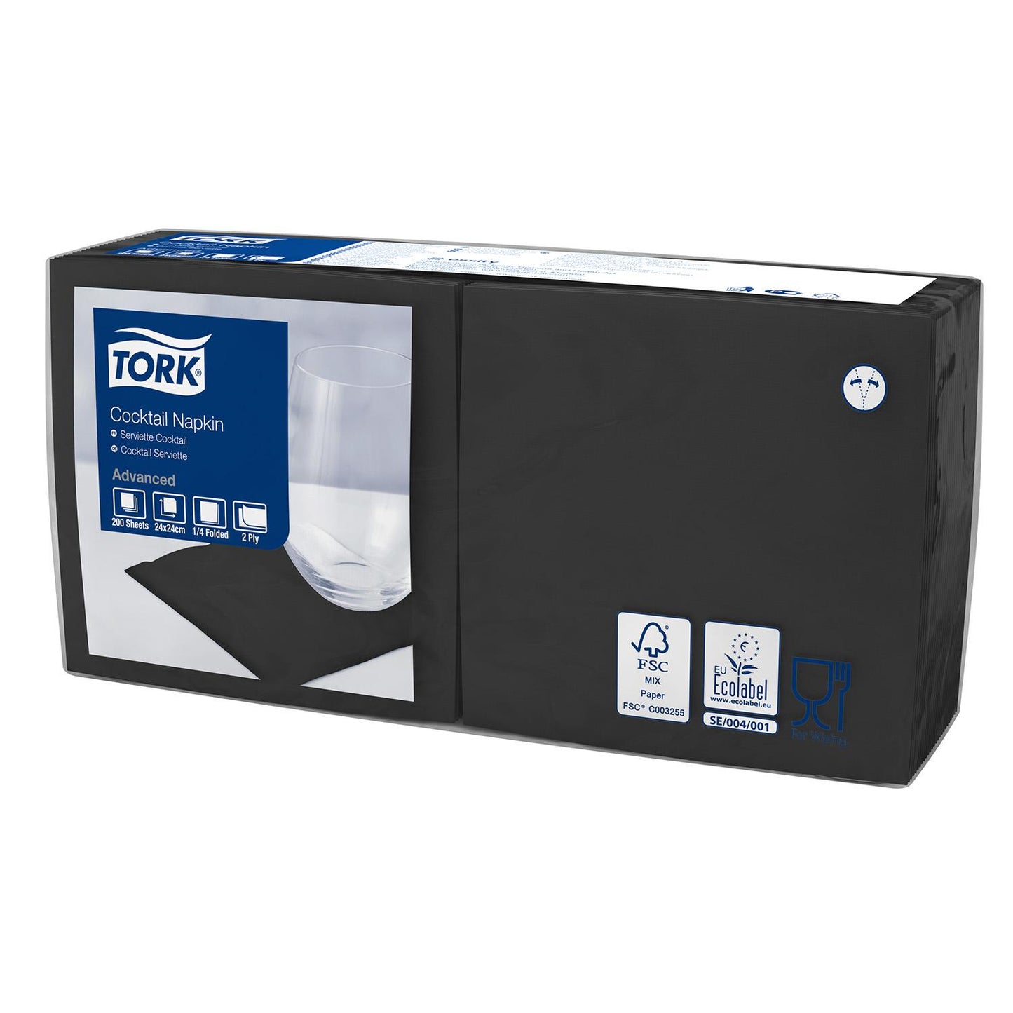 Serviet Tork Advanced 24x24cm 2-lag Sort,200 stk/pk