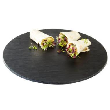 Serveringplade Melamin Ø40x1 cm Skiferlook sort,stk
