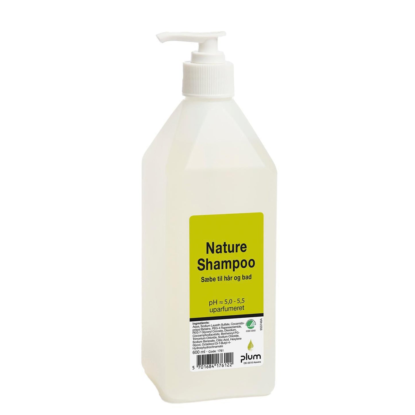 Shampoo Plum Nature 600ml Svanemærket med Pumpe uden Parfume,15 stk/krt