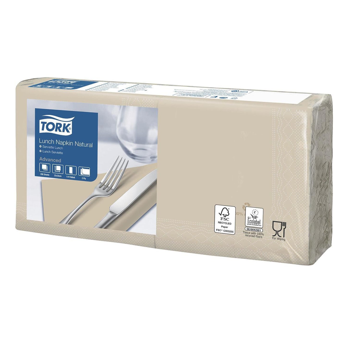 Serviet Tork 33x33cm 2-lag Natur,10 pk x 200 stk/krt