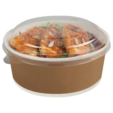 Bowle 700ml L145xB125xH66mm Kraft/PE-Belagt RPET med låg Brun/Hvid,150 stk/krt