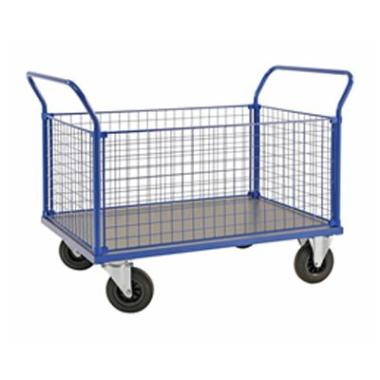 Vogn 116.6x70x102 cm Ø20 cm hjul med 4 sider net Pulverlak Blå,stk