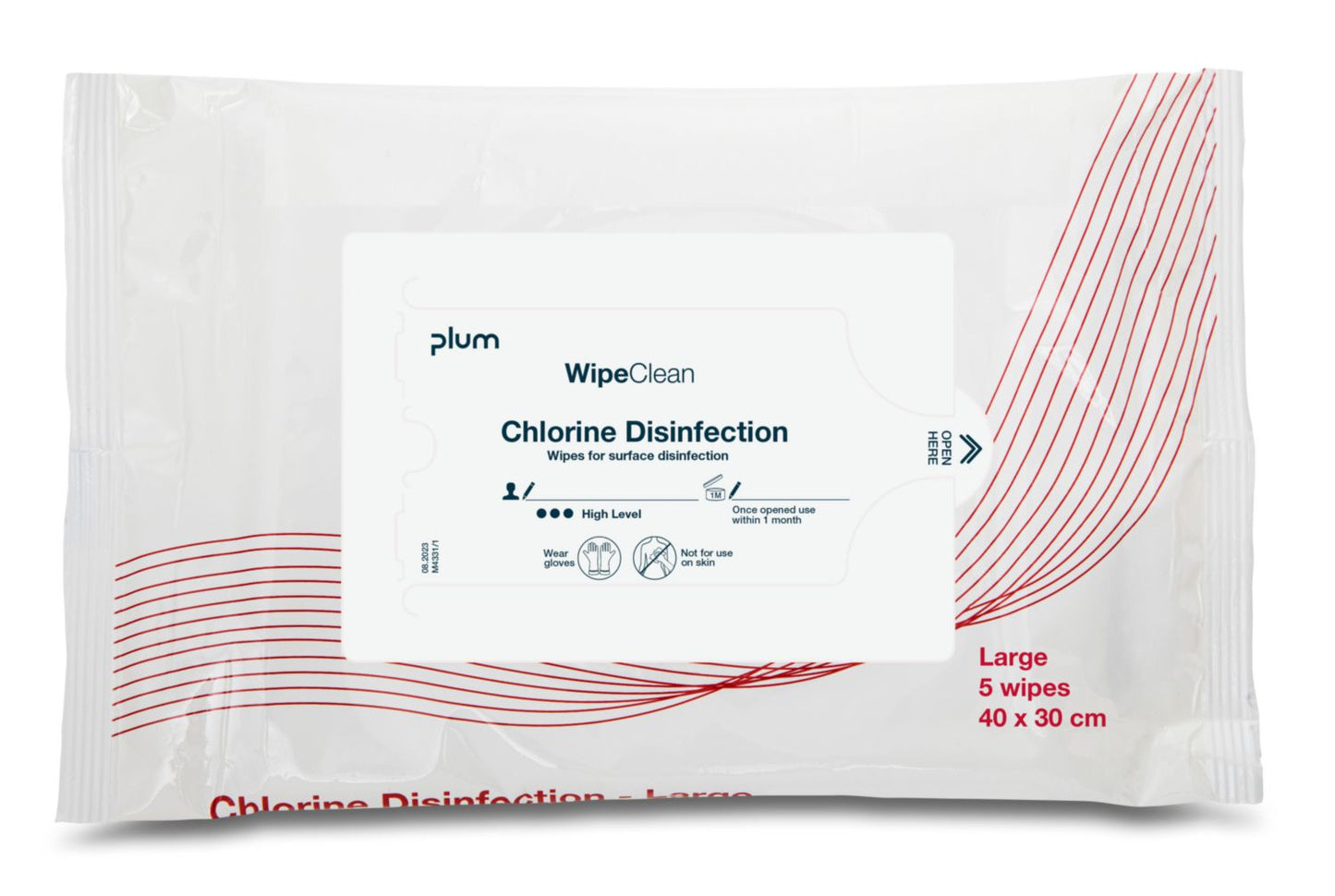 Desinfektion Serviet PLUM Disinfection wipe med Klor Large 40x30 cm,5 stk/pk