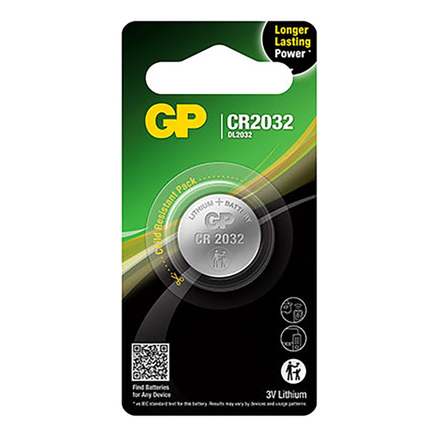 Batteri GP Lithium CR2032 1 stk/pk,1 stk/pk