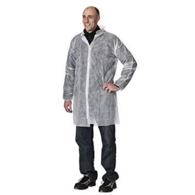 Engangskittel str XL Non-Woven med Velcrolukning Hvid,50 stk/krt