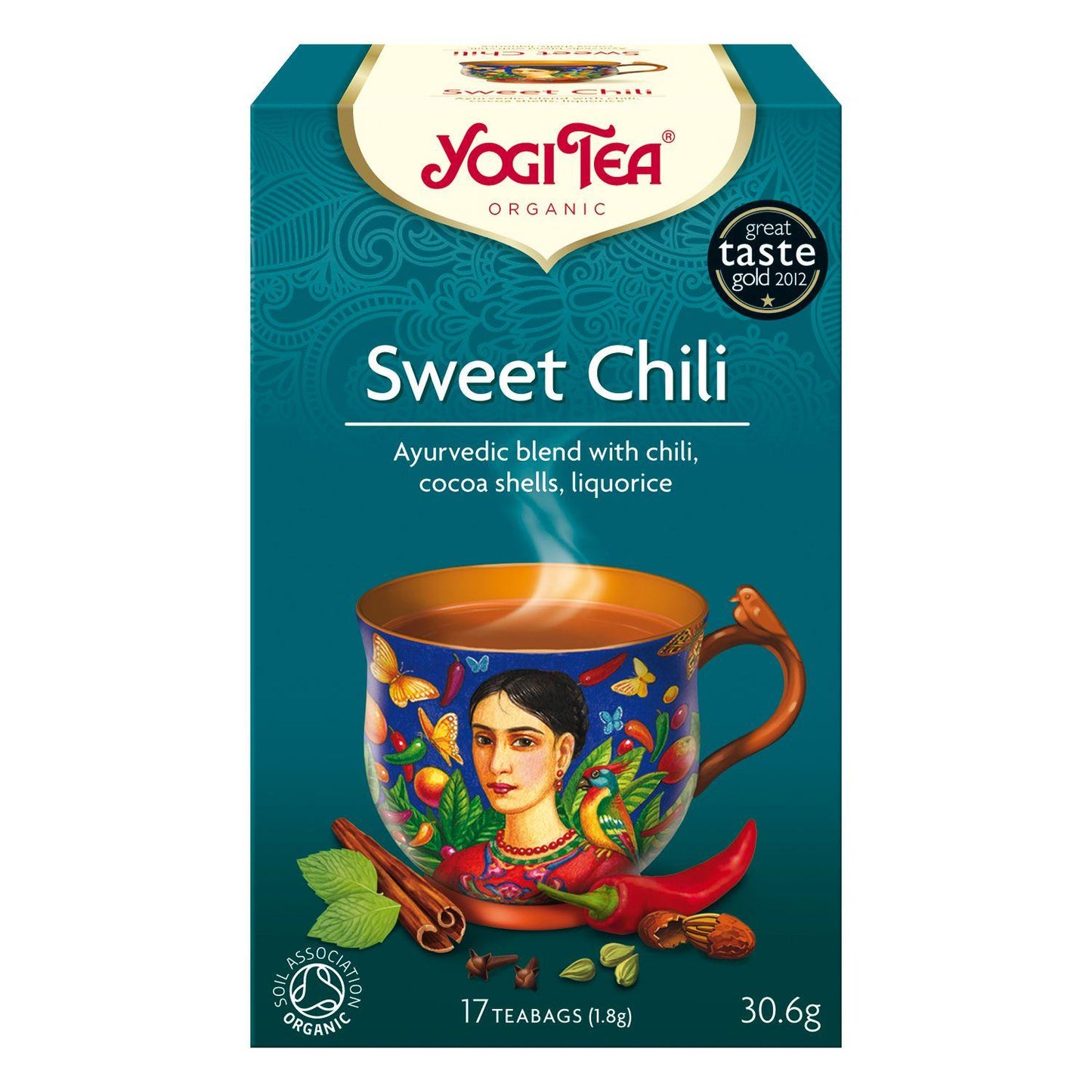 Te Sort Yogi Tea Sweet Chili 17 breve Sød chilli Økologisk (DK-ØKO-100),6 bk x 17 stk/krt