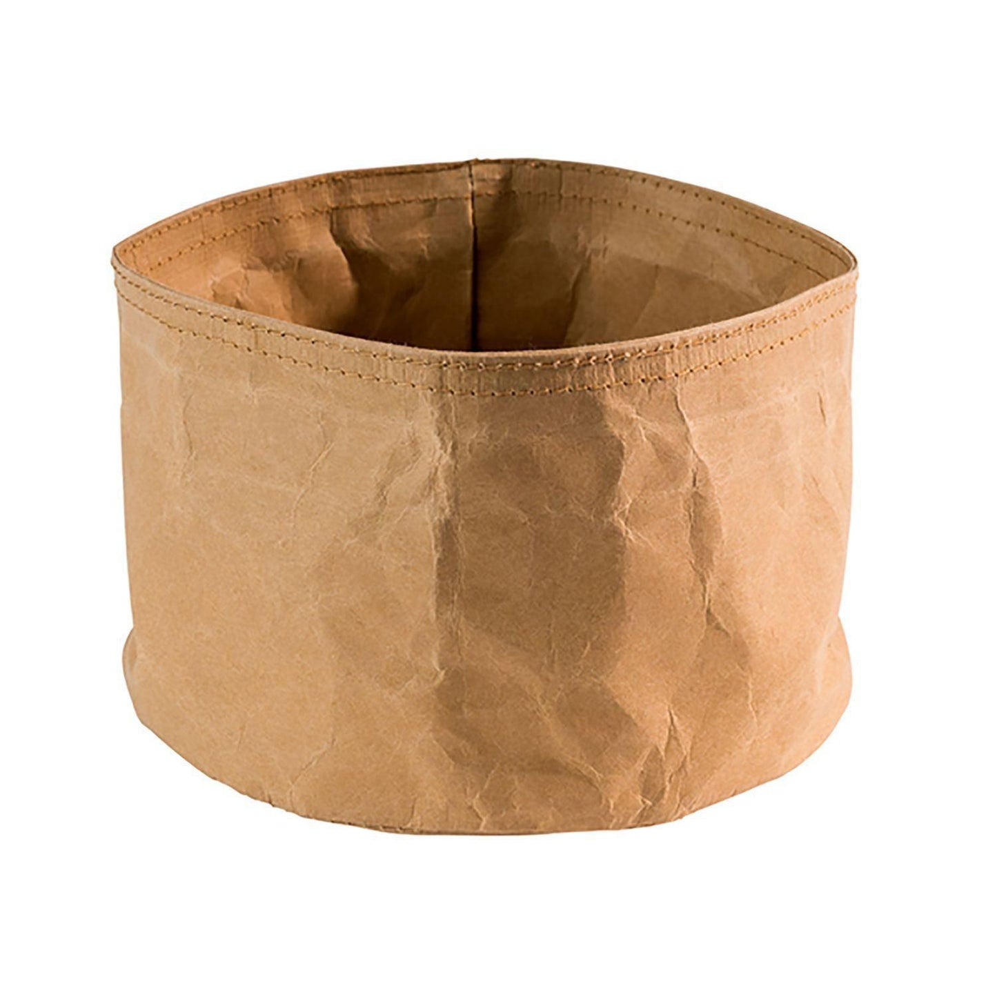 Brødkurv Ø17x11 cm Kraftg foldbar papirspose Læderlook Brun,stk