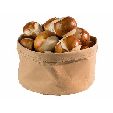 Brødkurv Ø20x13 cm Kraftg foldbar papirspose Læderlook Brun,stk