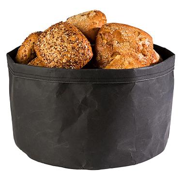 Brødkurv Ø30x22 cm Kraftg foldbar papirspose Læderlook Sort,stk