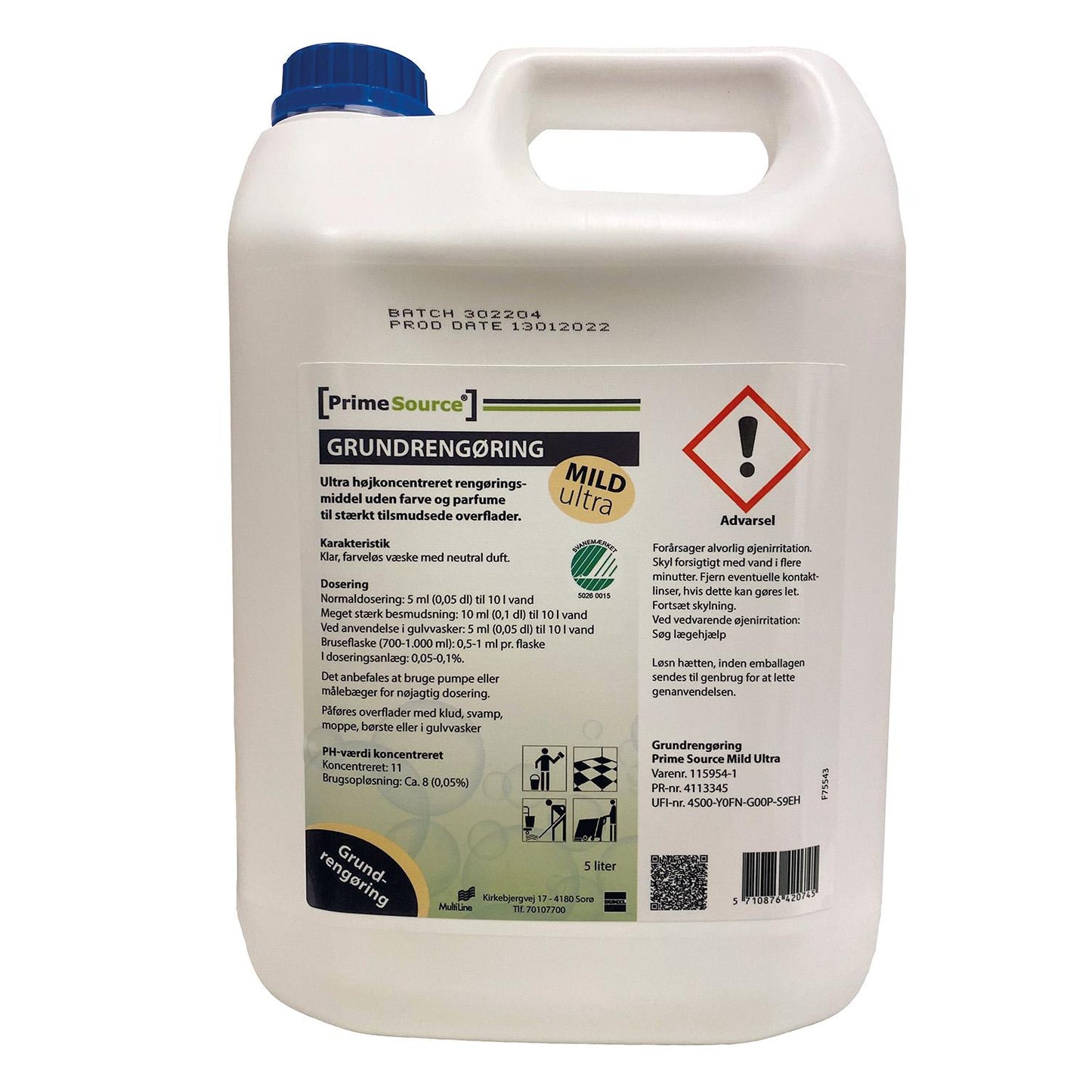 Grundrengøring Ovfl Prime Source Mild Ultra 5ltr Svanemærket u Parfume Man/Mask,5 ltr/dnk