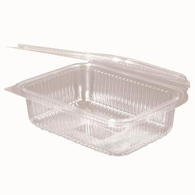 Plastbæger 750 ml 188x143x52 mm Firkantet Hængslet låg Bionedbrydelig PLA Klar,8 ps x 50 stk/krt