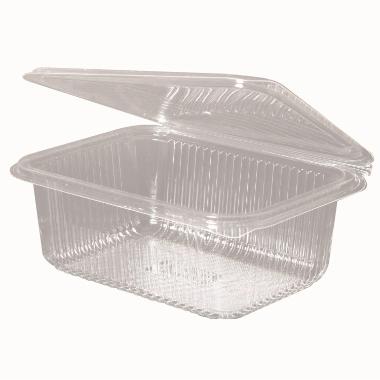 Plastbæger 1000 ml 188x143x67 mm Firkantet Hængslet låg Bionedbrydelig PLA Klar,8 ps x 50 stk/krt