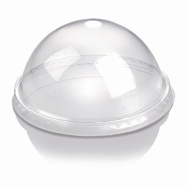 Plastlåg Ø76 mm Hvælvet med Hul PLA Klar til Smoothiebæger 8 oz,1000 stk/krt
