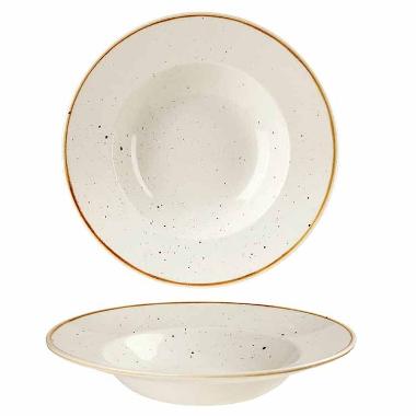 Skål Stonecast 46.8 cl Ø28x3.7 cm Bred fane Porcelæn Vanilje,12 stk/krt