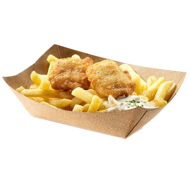 Pommes Frites Bakke L137xB86xH52mm Kraft/Pap/PLA Brun,250 stk/ps