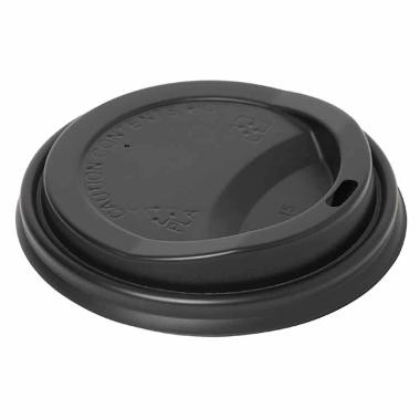 Drikkelåg CPLA Ø90xH17mm Til Kaffebæger Sort,16 pk x 50 stk/krt
