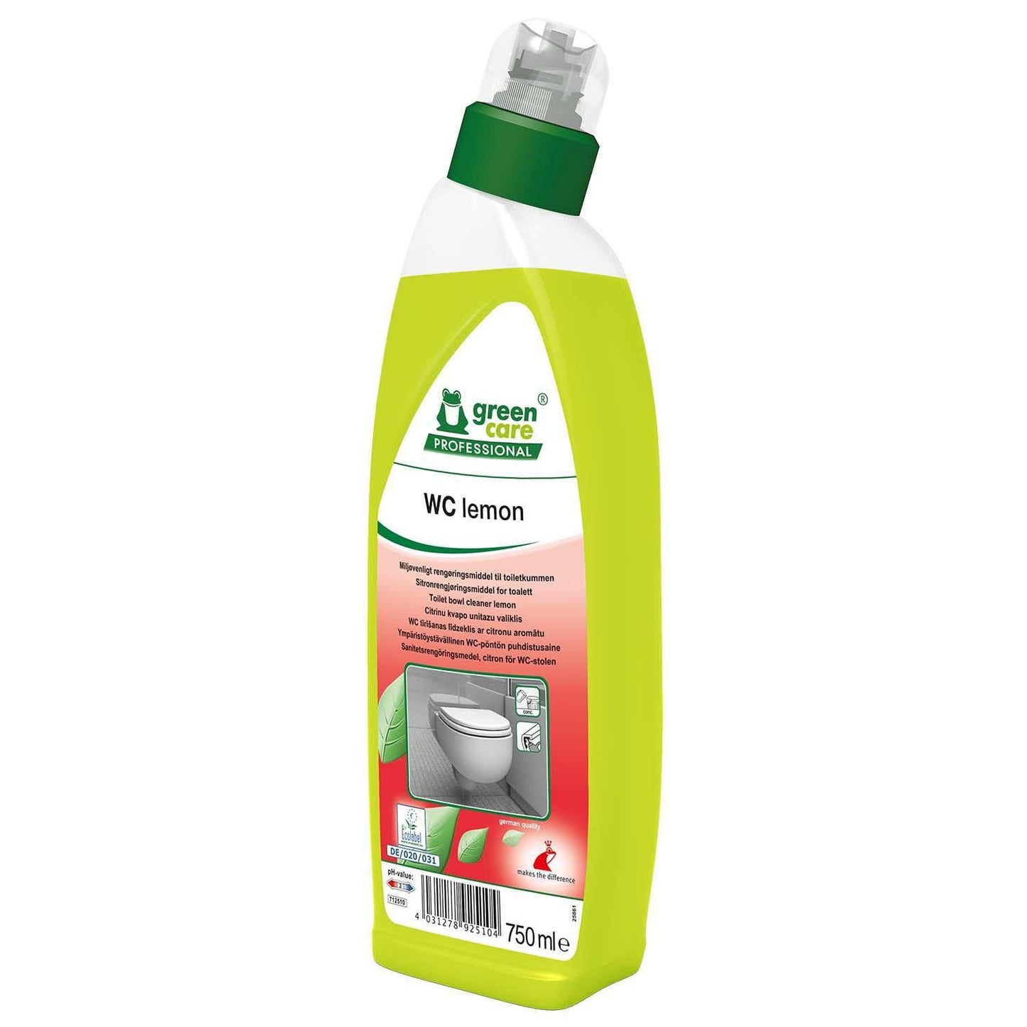 Toiletrens Flydende WC Lemon 750ml Ecolabel med Parfume Gul Surt,750 ml/fl