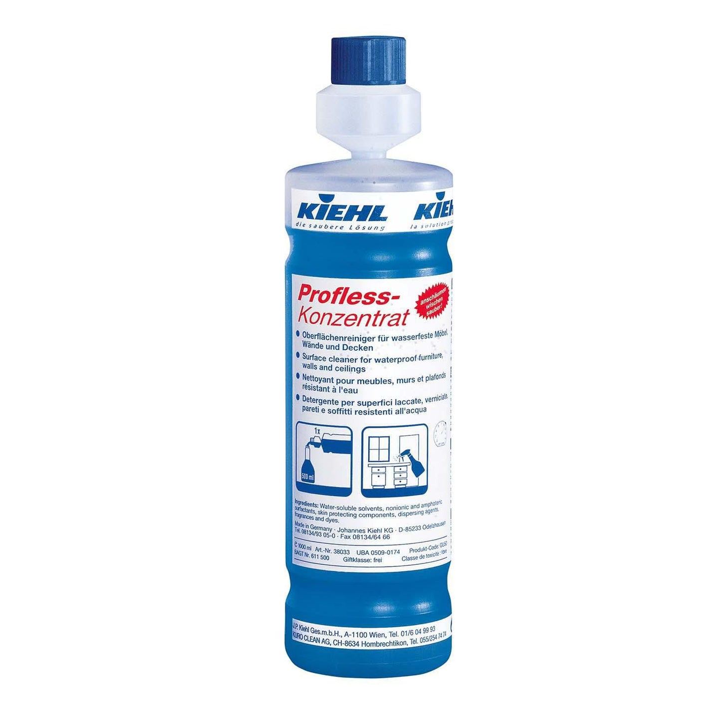Universalrengøring Profless-Konzentrat 1ltr med farve/parfume blå til overflader,4 fl x 1 ltr/krt
